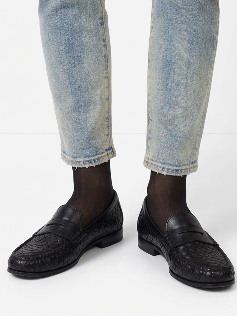 G.H. Bass & Co. Weejuns. Woven Leather Loafers Black US 9M